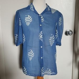 Vintage Christian Dior Blue White Blouse Size 12